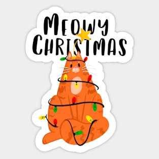 Meowy Christmas Funny Ginger Cat Sticker